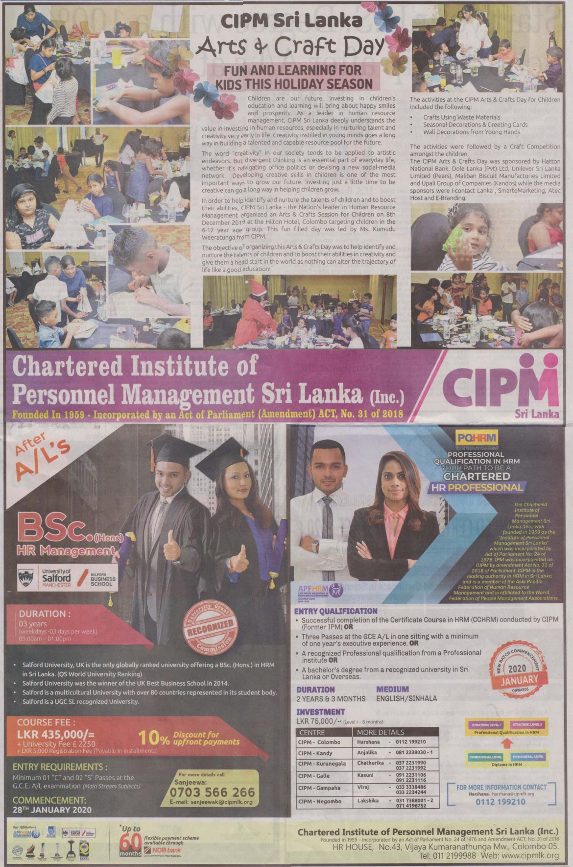 Arts & Crafts Day for Kids CIPM Sri Lanka