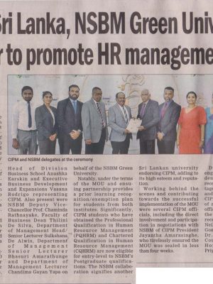 CIPM Sri Lanka and NSBM Green University sign landmark MOU to promote Human Resources Management