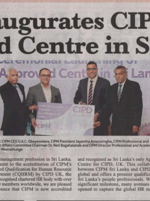 CIPM Inaugurates CIPD UK Approved Center in Sri Lanka