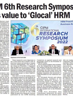 CIPM 6th Research Symposium Adds Value to ‘Glocal’ HRM