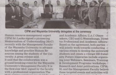 CIPM Sri Lanka and Wayamba University sign pioneering MoU to advance knowledge and practice in HR