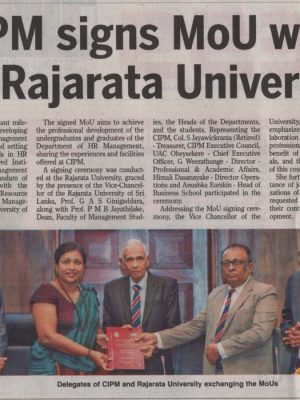 CIPM signs MoU with the Rajarata University
