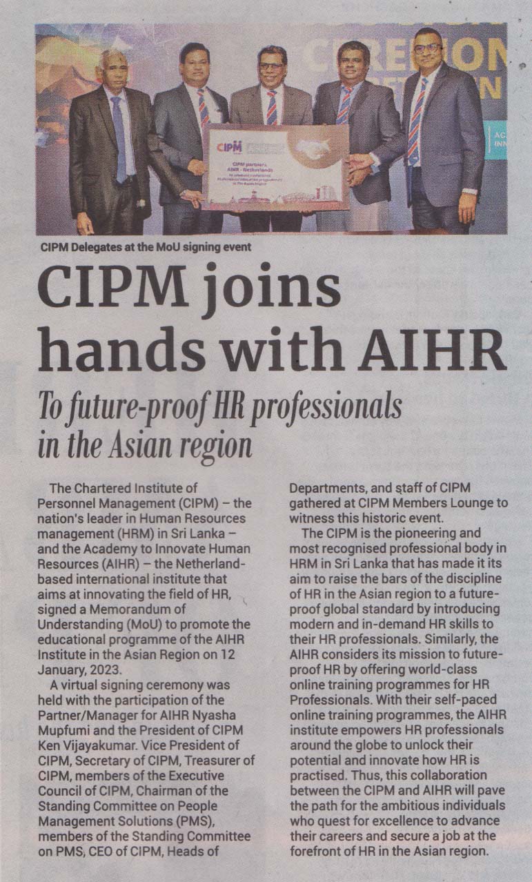 CIPM joins hands with AIHR